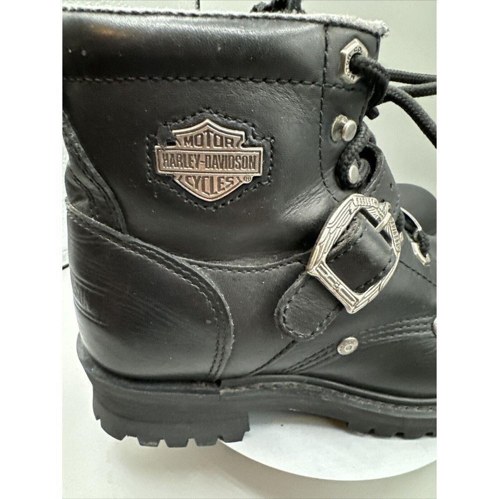 Harley Davidson Boots Men 7 1/2 Lace Up Buckle Logo Ride Moto Combat - Picture 7 of 8